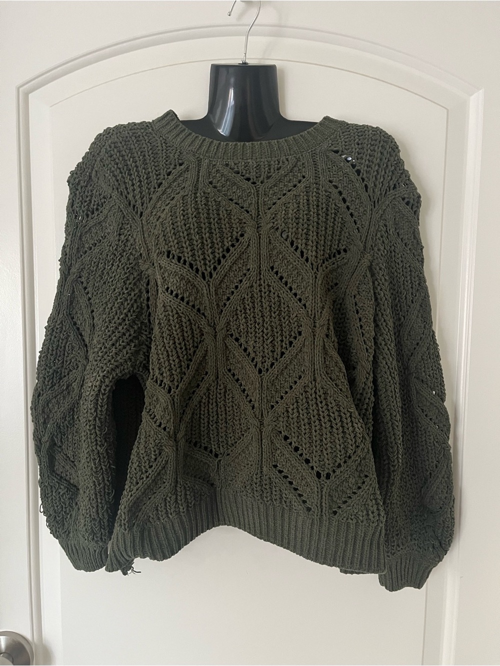 Maurices Olive Green Open-Knit Pullover Sweater